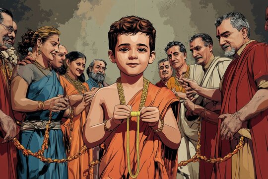 Sacred Thread Janeu Initiation Ceremony Hinduism Religion Spiritual Symbol