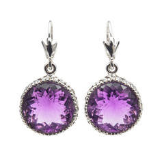 Amethyst silver earring isolated on transparent background