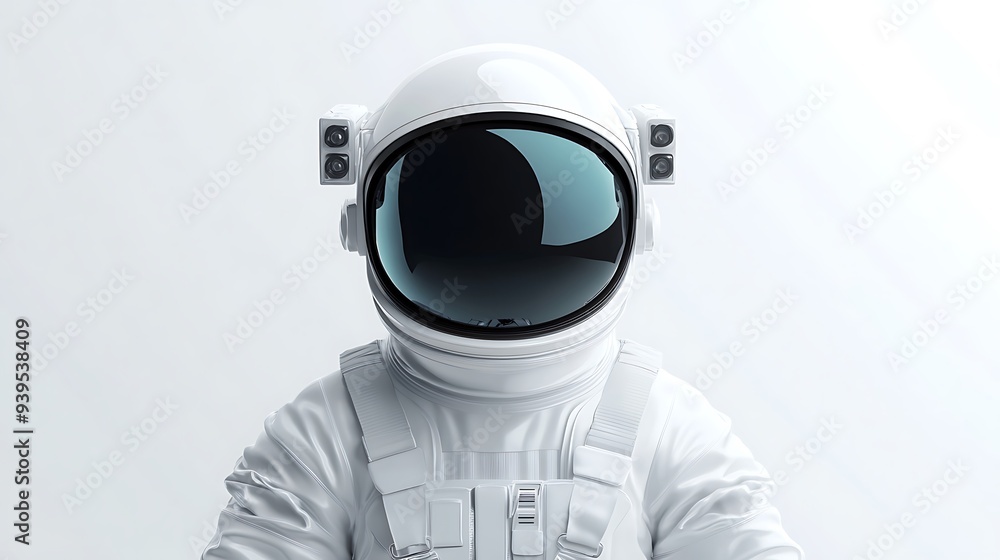 Aufkleber cartoon style astronaut in white spacesuit with helmet on white background - 3d rendering