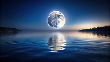 Moon reflecting in calm water at night , moon, water, reflection, serene, tranquil, peaceful, night, sky, nature, landscape