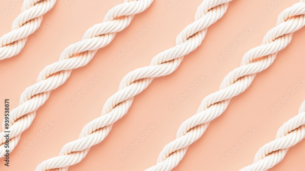 Poster a pattern of twisted white ropes on a soft peach background.