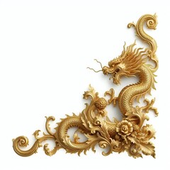 Fototapeta premium golden ornament frame and corner design. generative AI