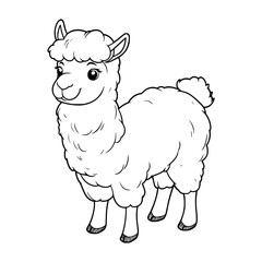 Alpaca cartoon coloring page for kids - coloring book