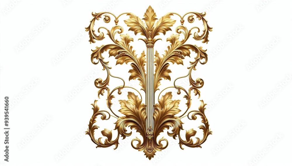 Wall mural golden ornament frame and corner design.  generative AI