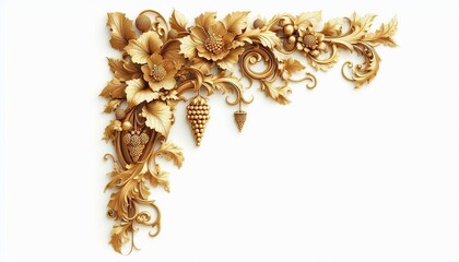 Naklejka premium golden ornament frame and corner design. generative AI