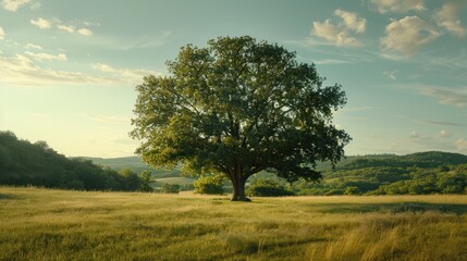 Obraz premium Solitary Tree in a Green Field