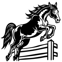 Horse Jumping Silhouette Black Vector