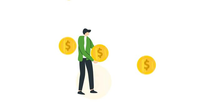 people catch falling gold coins financial freedom, banking.