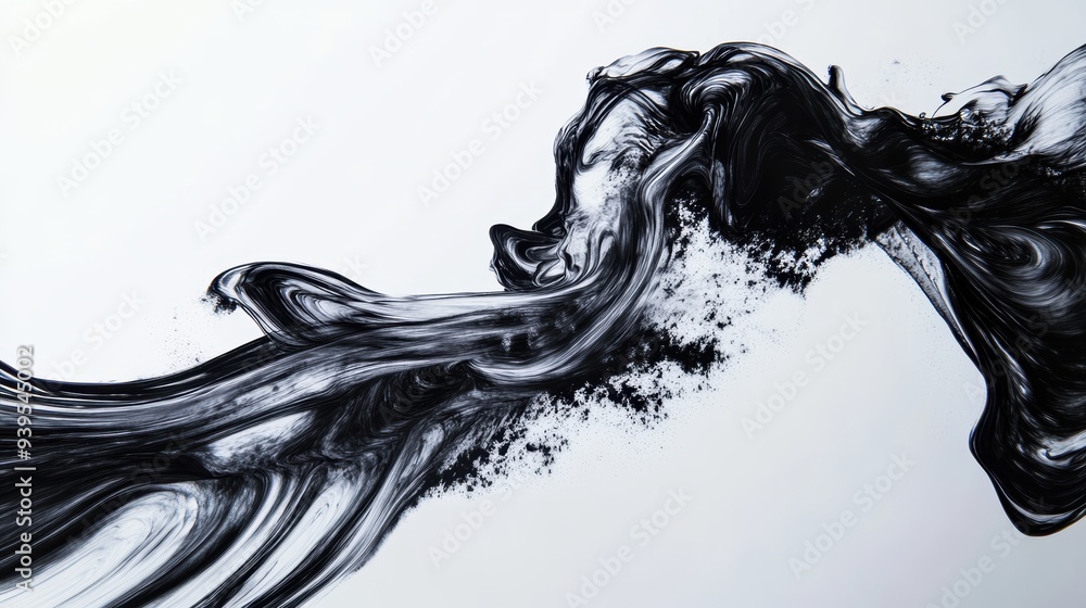 Aufkleber abstract blue ink waves with flowing motion, creating soft, organic forms. the smooth transitions an