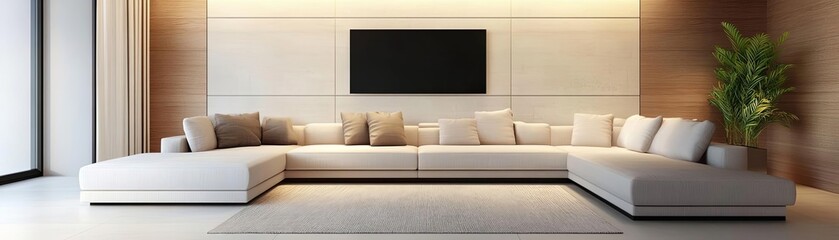 3D modern living room with artistic decor, 3D background, contemporary and stylish