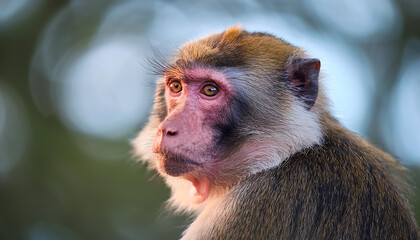 Obraz premium view monkey showing signs monkeypox virus infection natural setting