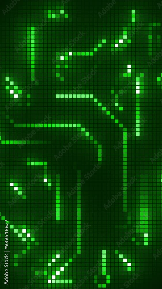 Aufkleber abstract running green neon signals looking like bending lines inside circular shape. motion. glowin