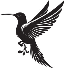 Colibri Black Silhouette Vector Illustration
