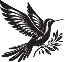 Colibri Black Silhouette Vector Illustration