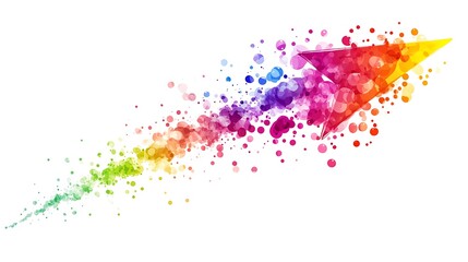 Fototapeta premium Vibrant Ink Droplets Lightning Bolt on White Background - Abstract Vector Illustration of Colorful Splash Pattern for Design Projects