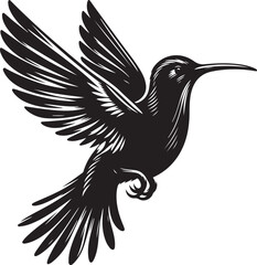 Colibri Black Silhouette Vector Illustration