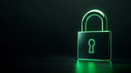 Glowing Padlock in Darkness