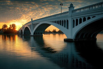 Fototapeta premium Belle Isle Bridge - Majestic Landmark Connecting Detroit and Belle Isle with Stunning White Architecture