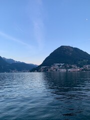 Lugano lake in winter: blue all over
