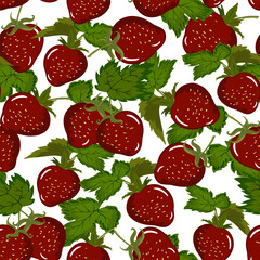 Seamless pattern with colored strawberries.Ripe strawberries in a pattern on a white background.