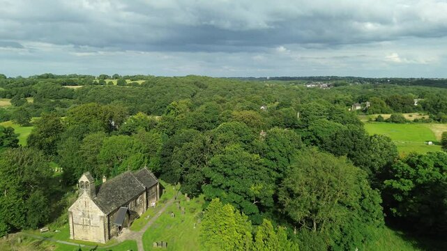 Adel Parish Church - Flyover 2 - Adel, Leeds, UK - 4k	