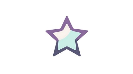 Obraz premium Minimalistic Star Icon in Light Mint and Dark Purple Colors on White Background