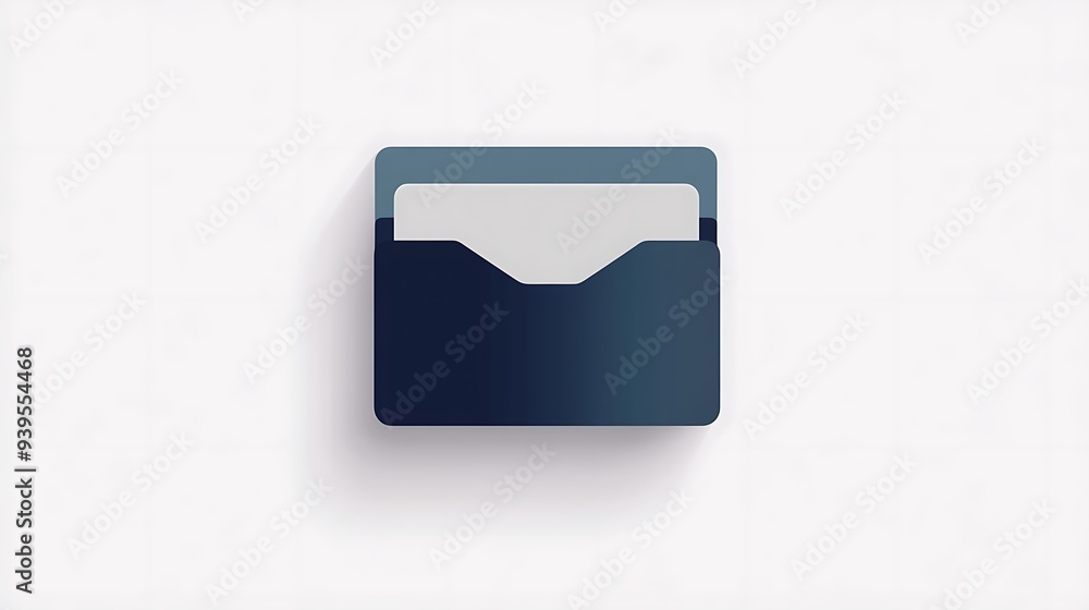 Poster minimalistic flat vector folder icon in soft gray and dark blue tones on white background