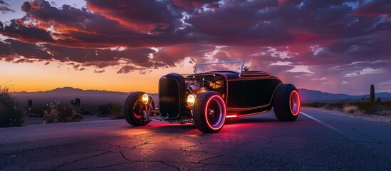 Vintage Hot Rod at Sunset