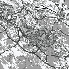Obraz premium Map of Bilbao in Spain in grayscale. Contains layered vector with roads water, parks, etc.