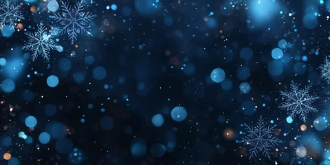 Sparkling Blue Winter Background with Snowflakes © Nokhoog