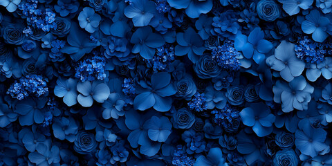 Blue Flower Wall: Floral Art Background