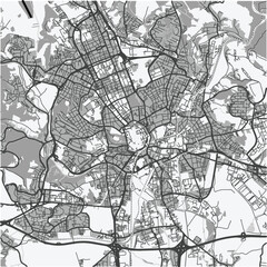 Fototapeta premium Map of Brno in Czech Republic in grayscale. Contains layered vector with roads water, parks, etc.