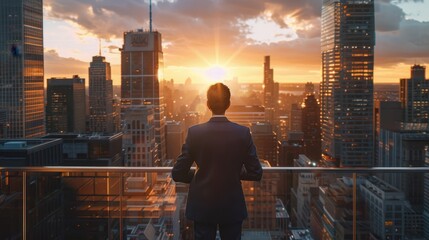 Plakat the businessman overlooking city