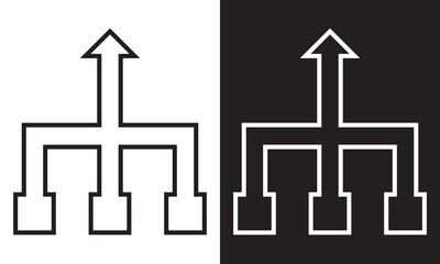 Consolidation icon in black and white colors. Vector illustration. Isolated on black and white background. EPS 10