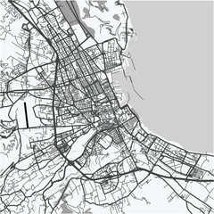 Map of Palermo in Italy in grayscale. Contains layered vector with roads water, parks, etc.