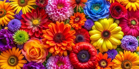 A Symphony of Blooms A Vibrant Macro View of a Colorful Flower Bouquet, flower , bouquet , macro , colorful