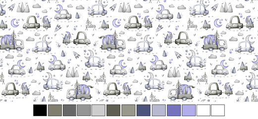 pattern, design, kids, road, cartoon, child, graphic, sketch, doodle, drawing, bus, hand drawn, automobile, vehicle, transportation, machine, automotive, repair, service, toy, illustration, childhood,