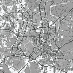Obraz premium Map of Vilnius in Lithuania in grayscale. Contains layered vector with roads water, parks, etc.