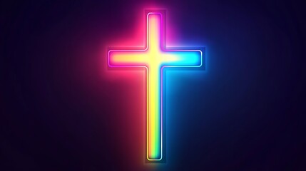 Fototapeta premium Vibrant Neon Rainbow Cross Vector Illustration for Clip Art and Stickers on White Background