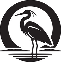 Heron bird silhouette cut out vector icon