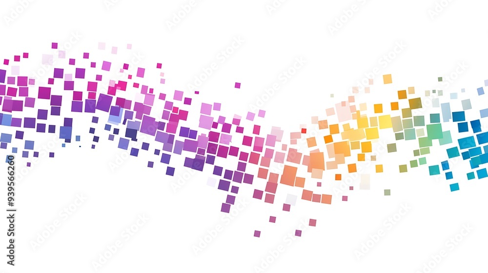 Poster dynamic wave of gradient squares illustrating flexibility and adaptability