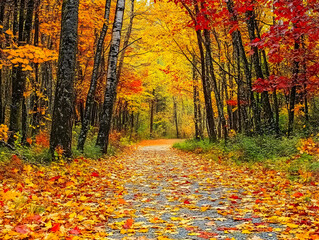 Enchanting Autumn Forest Pathway - Explore the Vibrant Foliage of Fall Adventure
