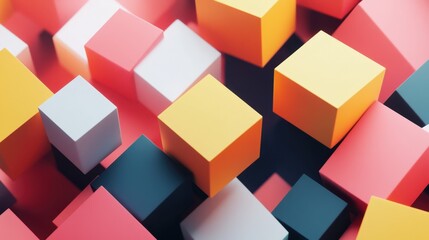 Obraz premium Abstract 3D rendering of cubes and geometric shapes. Clean, modern design perfect for branding or visual compositions.