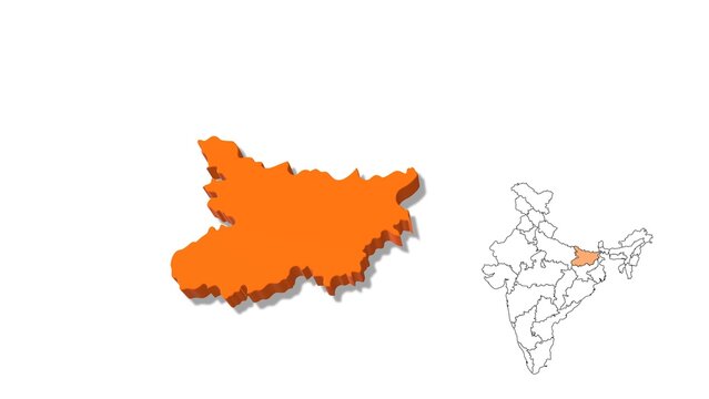 India Map Showing Bihar State in Detail