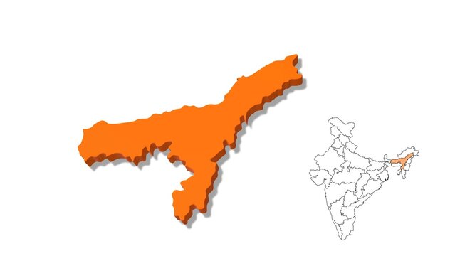 India Map Showing Assam State in Detail