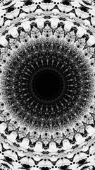 Monochrome mandala with intricate symmetrical design for meditation creative art illustration abstract background.