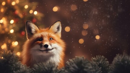 Fototapeta premium Joyful Fox in Winter Scene