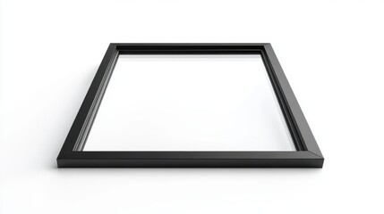 black metallic window frame with clean lines and modern design, perfectly isolated on a white background for architectural presentations