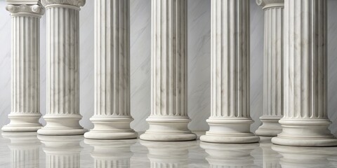 Classic Marble Columns with Reflective Floor, architecture , design , classical , greek