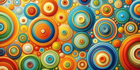 Fototapeta premium Colorful Circular Abstract A Playful Pattern of Overlapping Rings, abstract, pattern, art, design, colorful, geometric